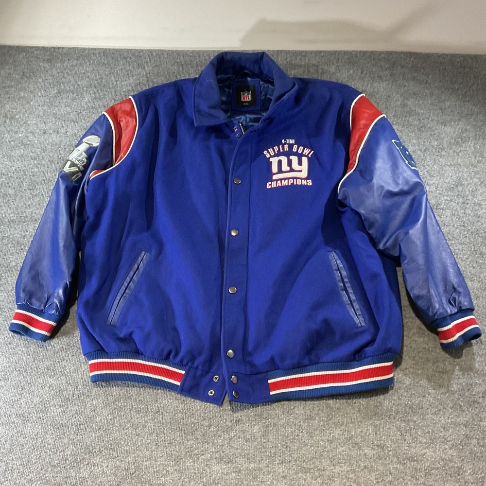 New York Giants 4-Time Super Bowl Champions NFL G-III Wool Leather VarsityJacket